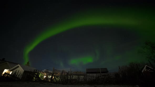 Green Aurora Borealis in Night Sky (Timelapse)