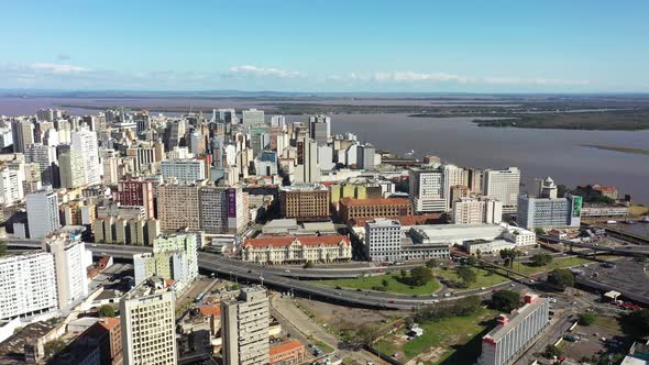 Porto Alegre Brazil. Brazilian city skyline landmark. Buildings at downtown city