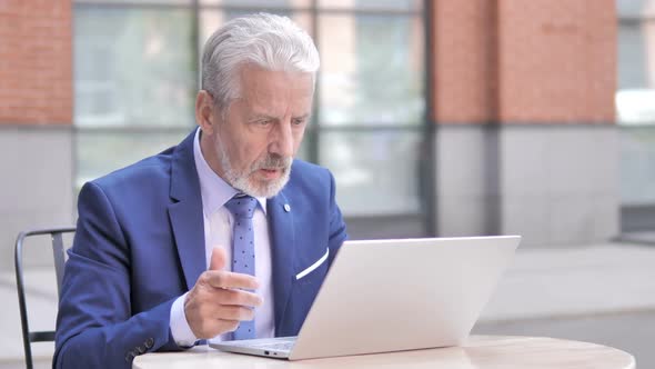 Yawning Old Businessman Sleeping Outdoor