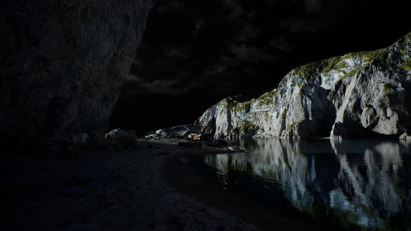 Fjord with Dark Storm Clouds