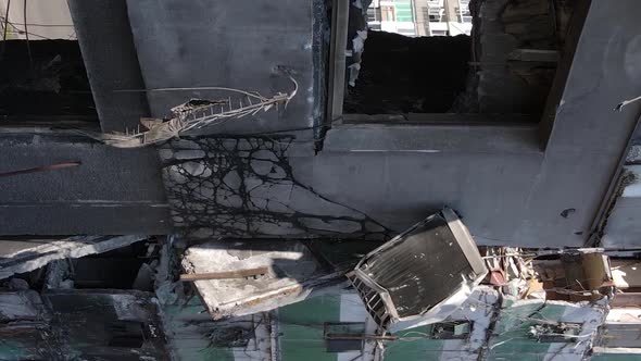 Vertical Video of a Destroyed Building in Borodyanka Ukraine