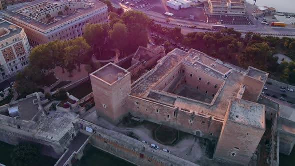 Aerial View of Castello Normanno-Svevo in Bari, Italy