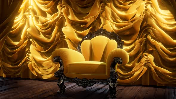 Luxurious Theater Curtain Stage with Chair alt