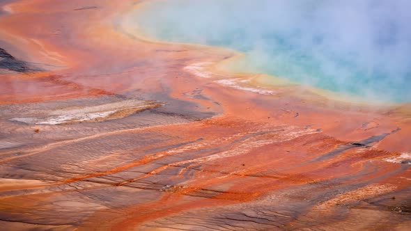 Steam rising from the Grand Prismatic Spring in Yellowstone