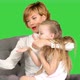 Happy Woman and Child Taking a Selfie on a Green Screen, Chroma Key - VideoHive Item for Sale