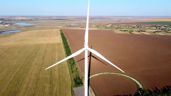 Wind Turbine Built in Field Generates Renewable Energy