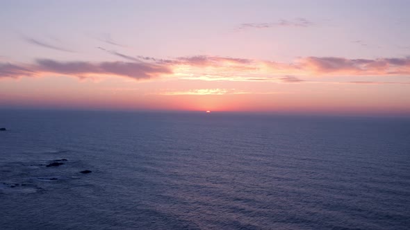 Beautifull sunset at portugal coast into pacific ocean