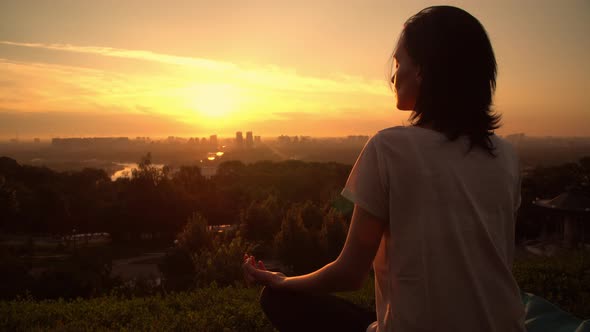 Meditation in Urban City in the Morning