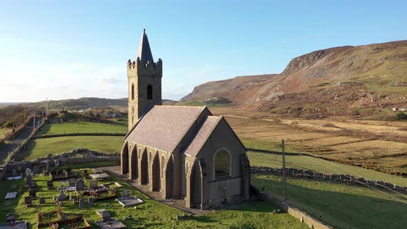 Aerial View of the Church of Ireland in Glencolumbkille  Republic of Ireland