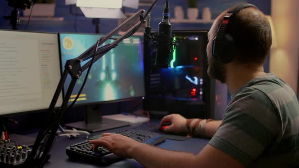 Streamer Man Wearing Headset