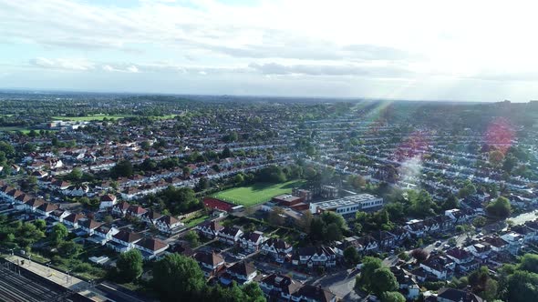 Aerial View Above English Town