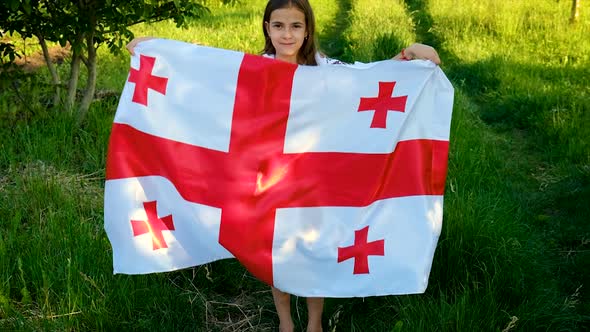 Patriot Child with Georgian Flag