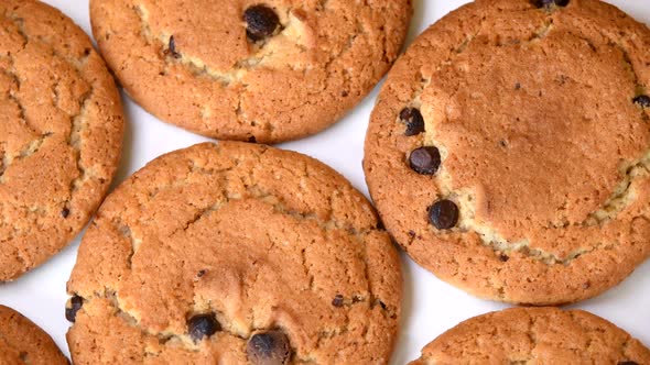 Oat Cookies with Chocolate Pieces Rotating Close-Up