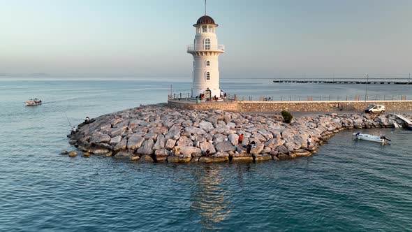 Light House Aerial view 4K Turkey Alanya