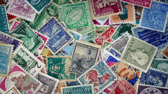 Vintage World Stamps Rotating