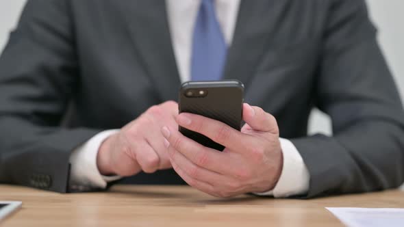 Businessman Using Smartphone, Close Up