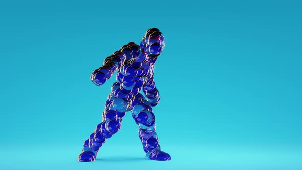 Balls Monster Dancing clip isolated. loop animation, house dance, 3d render.