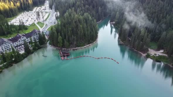 Lago Di Braies (Braies Lake) Aerial View, Italy