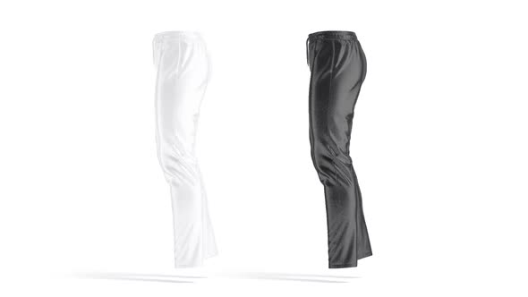 Blank black and white sport pants mockup, looped rotation