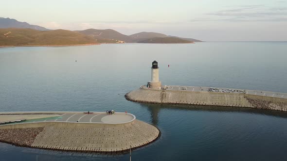 Circle Flight View of the Breakwaters in Montenegro