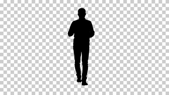 Silhouette man walking, Alpha Channel