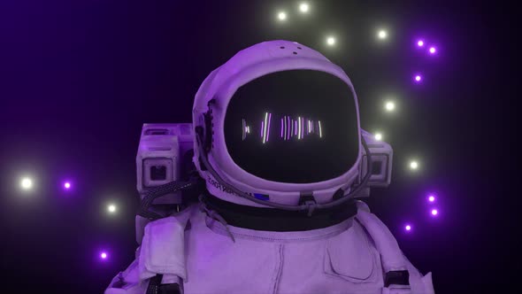 Astronaut Surrounded By Flashing Neon Lights