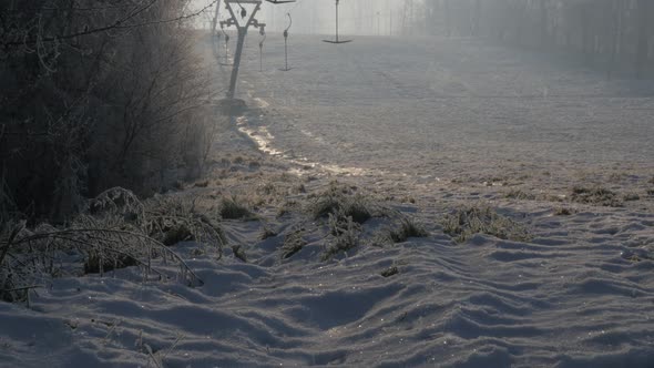 Fog on Kraljevica hill ski slopes 4K 2160p UHD footage - Ski slopes near Eastern Serbian town of Zaj
