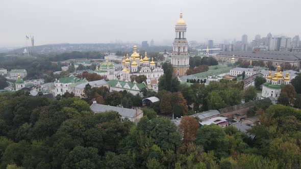 Kyiv, Ukraine Aerial View in Autumn : Kyiv-Pechersk Lavra. Kiev