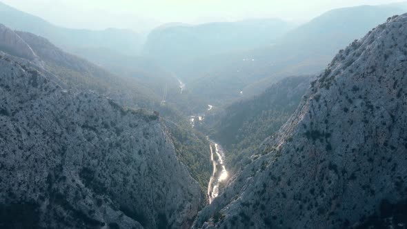 Beautiful Picturesque Mountains in the Fog