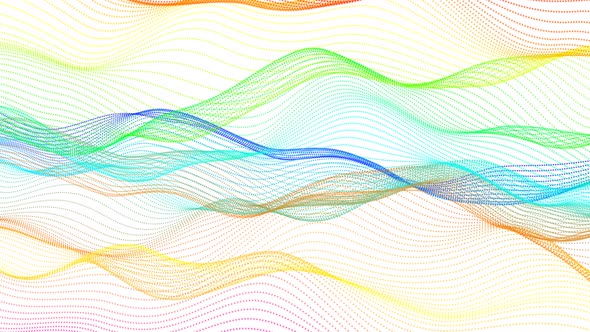 Amazing Colorful Digital Particle Line Wave Animated On White Background