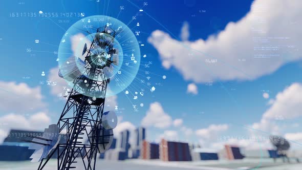 Smart City Covered By 5g Network Communication Signal