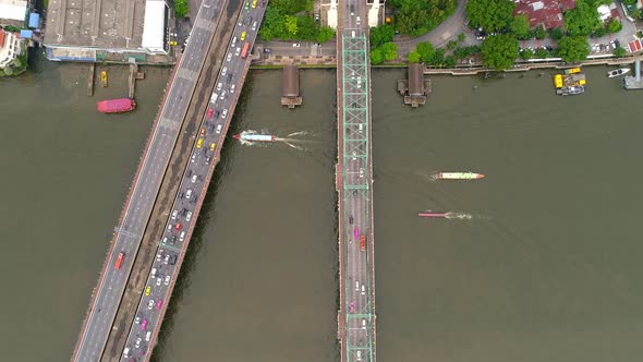 4k Aerial city view of Bangkok dowtnown, Flying over Bangkok, Thailand.