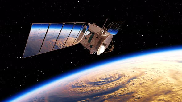 Satellite Opens Solar Panels And Earth Is Reflected In Them alt