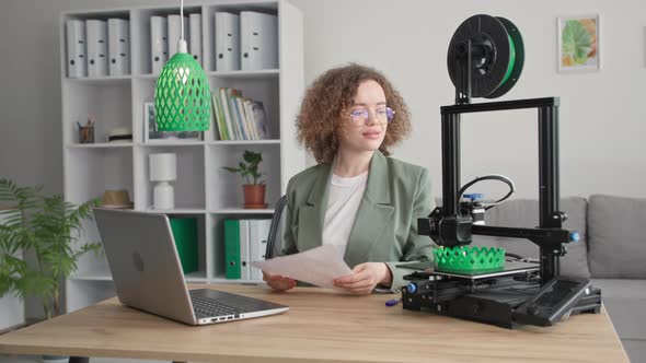 Creative Female Designer Uses Modern Technology to Create a 3D Model on a Computer for Printing on a