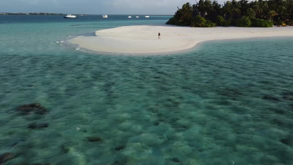 Scenic Aerial Drone Сircular Fly Over Maldives Resort