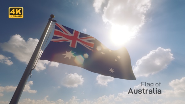 Australia Flag on a Flagpole V2 - 4K