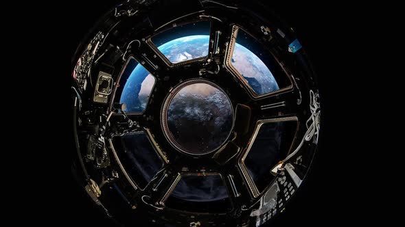 Window View Of Planet Earth From A Space Station