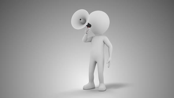 3D Man Speaking With Megaphone Loop alt
