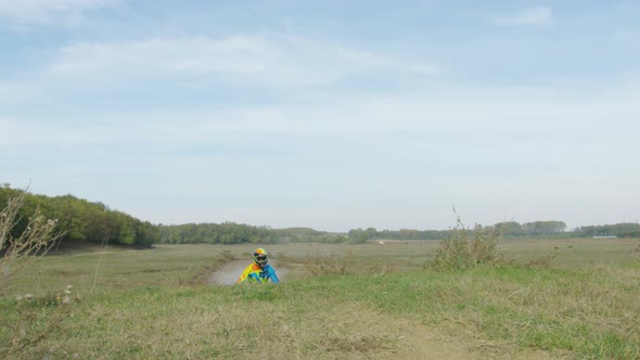 Low angle of motocross stunts