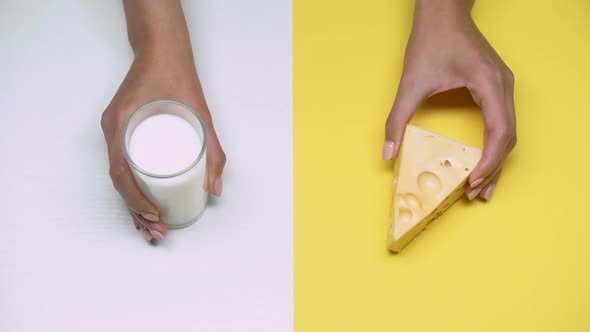 Glass of Milk and Cheese, Dairy Products Rich in Calcium, Lactose Intolerance