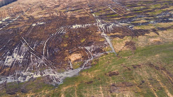 Uneven Piles of Manure on an Agricultural Field Aerial View