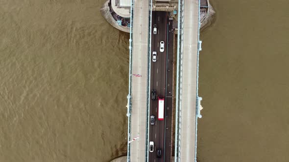 Drone Flying Along the Tower Bridge