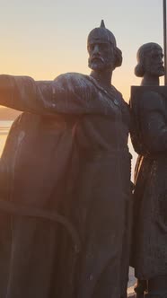 Monument To the Founders of the City in the Morning at Dawn