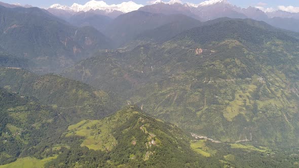 Pelling in India in Sikkim from the sky