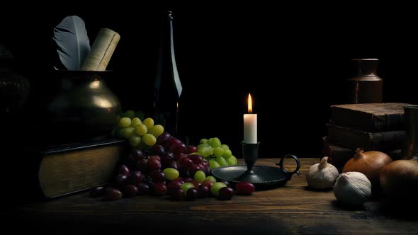 Renaissance Still Life With Books And Candle