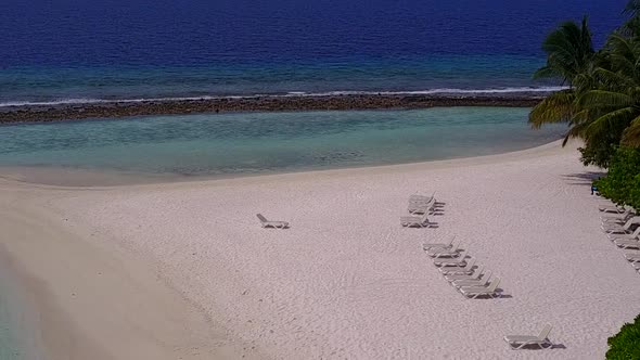 Drone view sky of exotic sea view beach time by blue lagoon with sand background