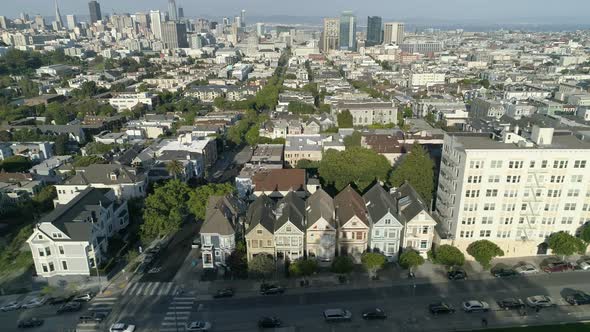 Aerial view of Steiner Street and San Francisco city