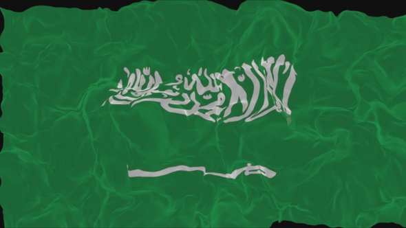 flag Saudi Arabia turns into smoke. State weakening concept a crisis, alpha channel