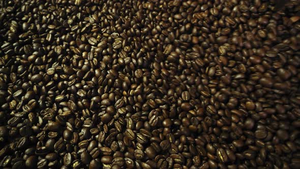 Amazing close up footage of coffee roasting, preparing coffee for best drink, caffeine.