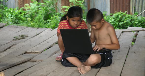 Rural Kids Using Computer